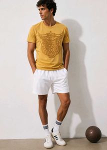 ZARA Men's Mustard Rope Graphic T-Shirt