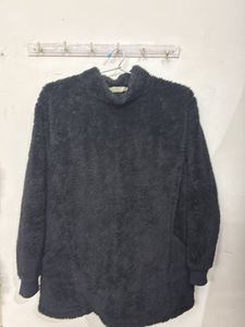Cozy Black Fuzzy Mock Neck Sweater