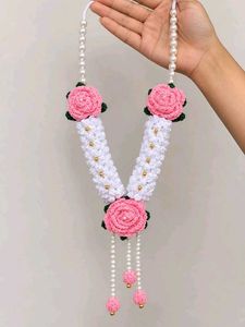 Handmade Crochet Flower Pearl Garland