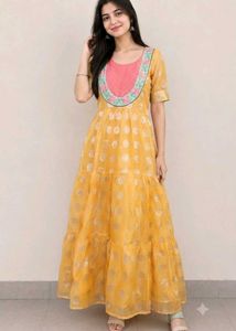 Flowy Yellow Anarkali Gown