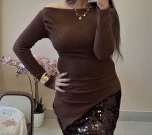 Maroon Asymmetrical Long Sleeve Top