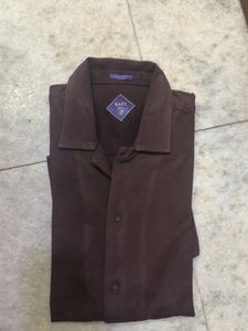 Men's Dark Brown Button-Up Shirt