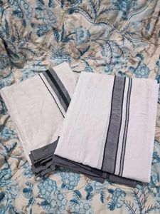 Classic White & Grey Striped Dupatta