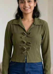Olive Green Ribbed Top