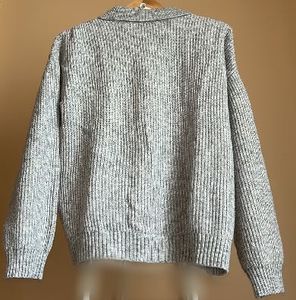 Grey Cable Knit Button-Up Cardigan