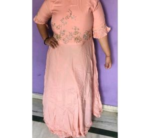 Peach Heavy Work Gown For All Season