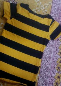 Classic Navy &amp; Yellow Striped Cotton Tee