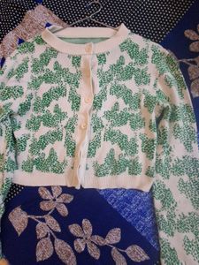 Chic Green Floral Print Cardigan