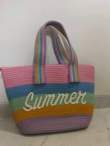 Colorful Striped Summer Tote Bag