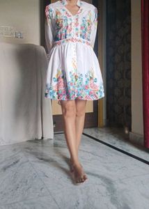 Boho Floral Embroidered Mini Dress