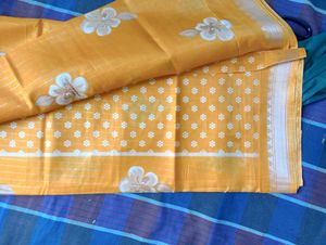 Orange Saree with Floral Print