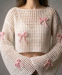Crochet Crop Top with Bows
