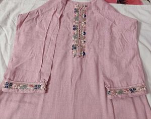 Pink Embroidered Kurta