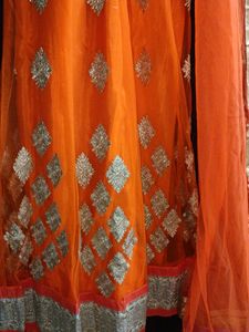 Orange Designer Lehenga Set – Unstitched | Heavy S