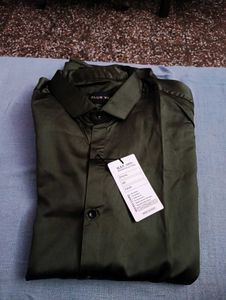 new Men's Stylish Olive Green silk Shirt