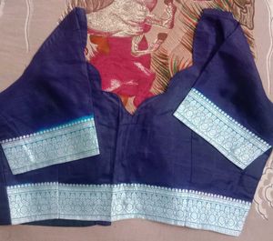 Beautiful Blue Saree with Silver thread Work