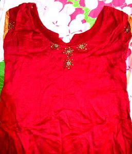Embellished Red Kurta SIZE - LONG