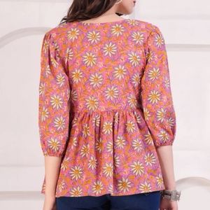 Floral Print Peplum Kurta