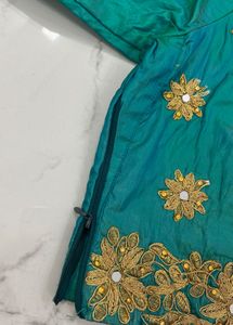 Embellished Teal &amp; Pink Lehenga Choli Set
