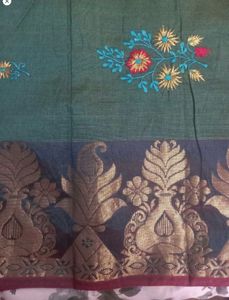 Beautiful Green Embroidered Saree
