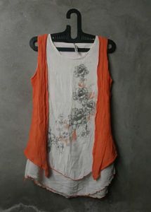 Y2k Floral Print Sleeveless Tunic
