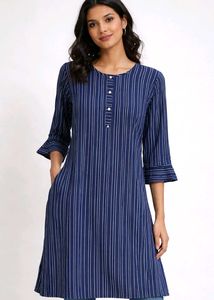 Striped Navy Blue Kurta