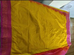 Vibrant Yellow Saree with Pink Border