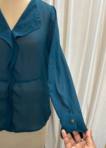 Besiva Green Ruffle Top( Women's)