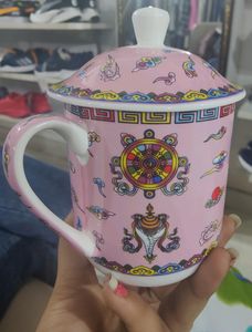 Addox Pink Printed Tea Cup With Cover . Like New.