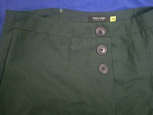 Green Button-Up Pleated Mini Skorts