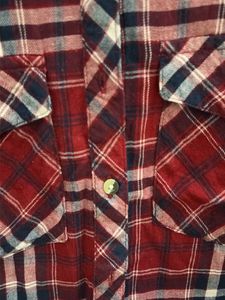 Red Plaid Button-Up Shirt