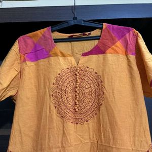 Orange Kurta with Mandala Print