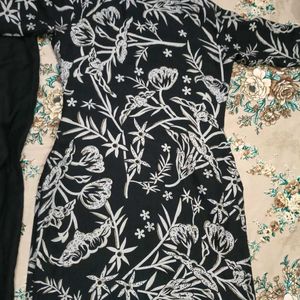 Elegant Black Kurta Set with Floral Print🖤✨