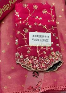Green Saree with Embellished Blouse
