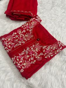 Red Embroidered Kurta with pant