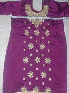 Elegant Embroidered Purple Kurta