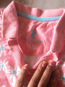 Sleeveless Pink Floral Polo Top