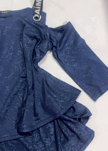 Stylish Cold Shoulder Navy Blue Top