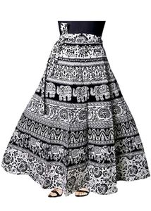 Boho Elephant Print Wrap Skirt