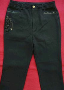 Embellished Black Trousers