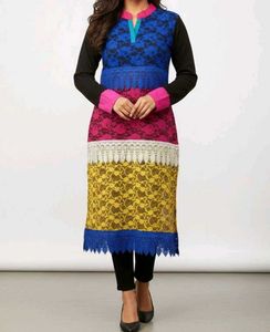woolen multi Colorful Lace Kurti