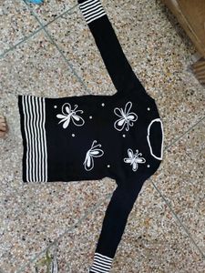 Chic Black Butterfly Knit Sweater
