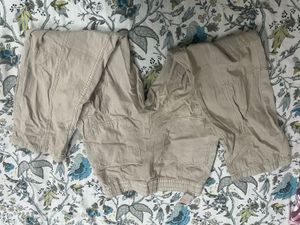 Beige Cargo Pants with White Crop Top