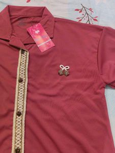 Rusty red puff sleeve top