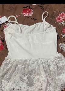 White Lace Trim Cami Slip