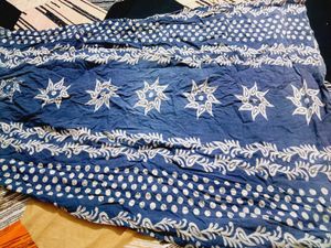 Blue Cotton Maxi  with White Print
