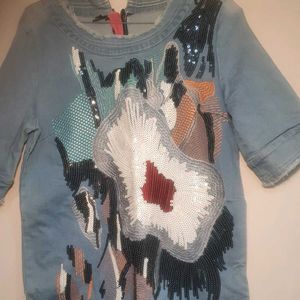 Unique Embellished Denim Dress