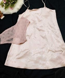 Satin Nighty &amp; Lace Panty Set