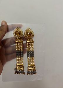 Elegant Pearl &amp; Stone Dangle Earrings