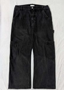 H&M Black Wide Leg Cargo Jeans